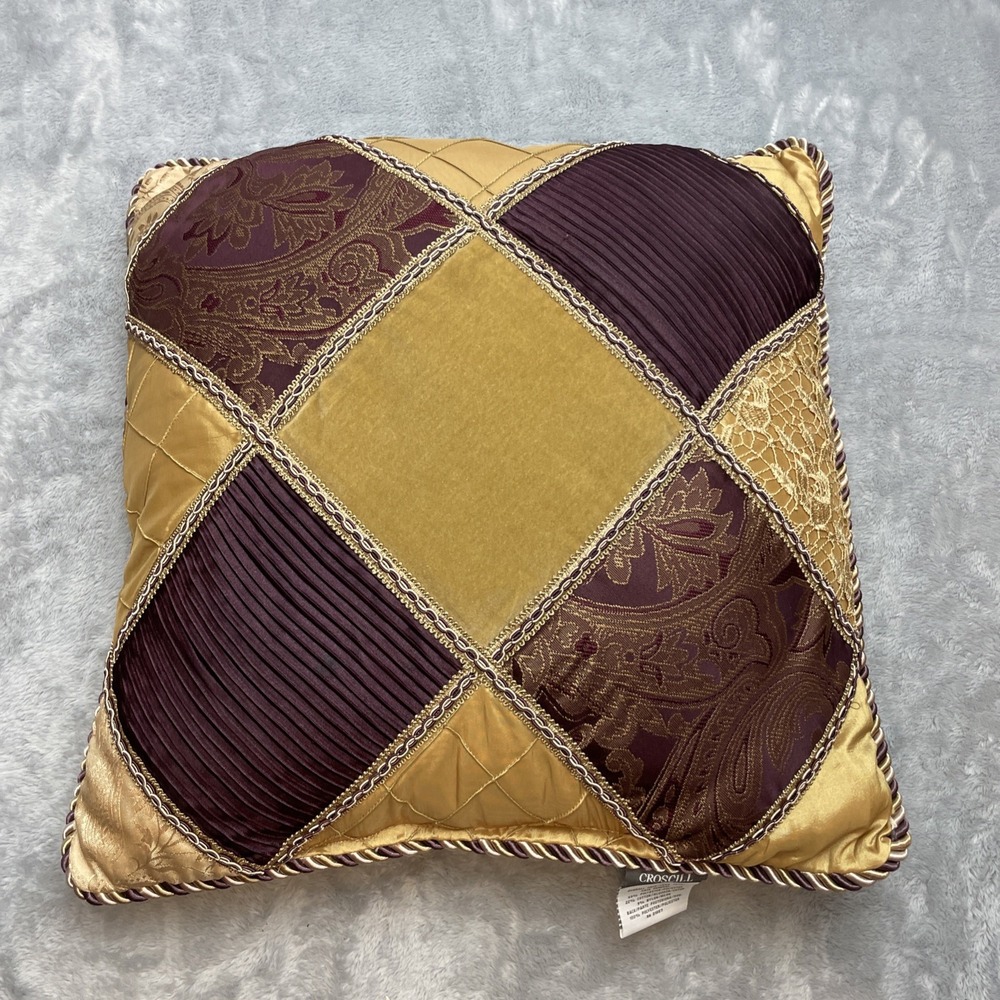 Vintage Croscill‎ Imperial Empress Boudoir Pillow Burgundy Gold Stuffed Ornate